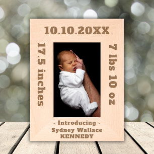 Custom Name Text Birth Announcement Newborn Baby Engraved Frames