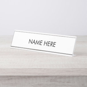 Custom name text black white elegant minimalist desk name plate