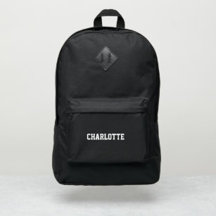 Custom name text black white sports port authority® backpack