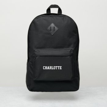 Custom Name Text Black White Sports Port Authority® Backpack by brightonprojects at Zazzle
