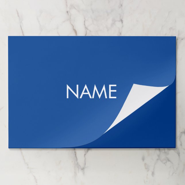Custom name text blue white placemats (Folded)