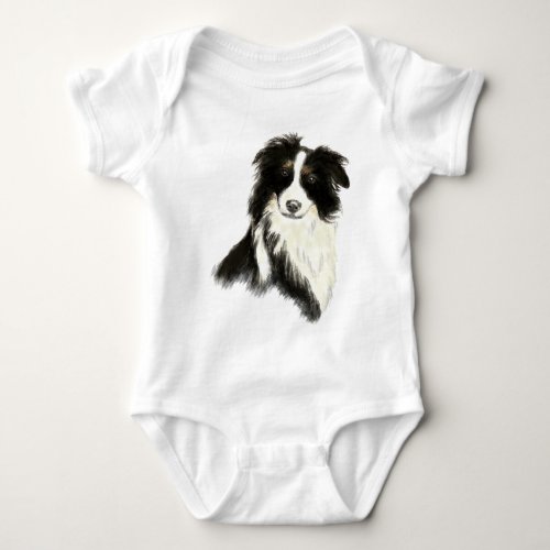 Custom Name text Border Collie Dog Pet Baby Bodysuit