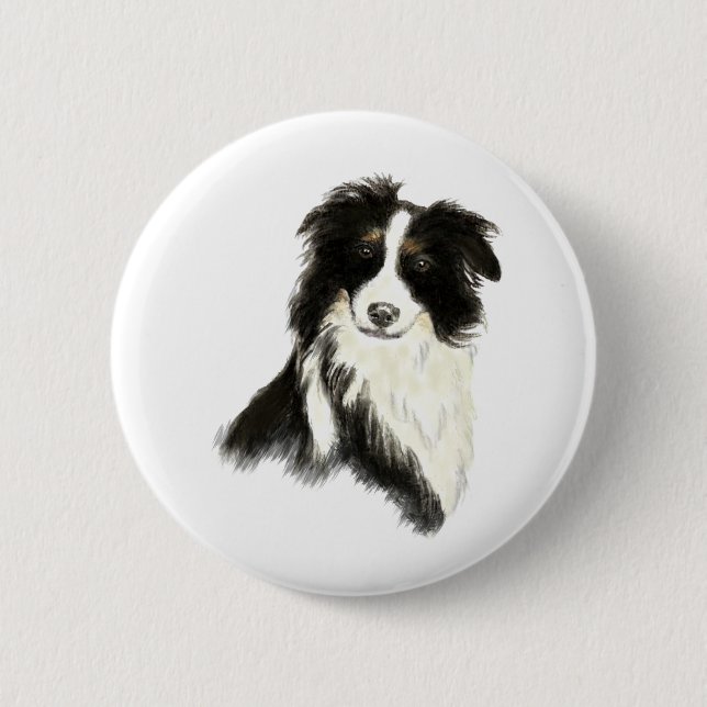 Custom Name text Border Collie Dog Pet Button (Front)