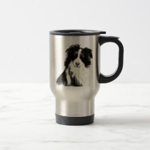 Custom Name text Border Collie Dog Pet Travel Mug