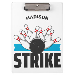 Custom Name & Text Bowling Strike Clipboard