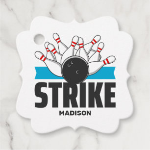 Custom Name & Text Bowling Strike Favor Tags