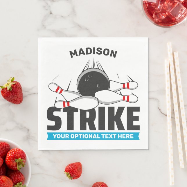 Custom Name & Text Bowling Strike Napkins (Insitu)