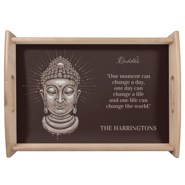 Custom name & text Buddha Quote Serving Tray (Front)