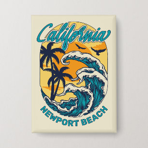 Custom Name / Text California Surfing Button