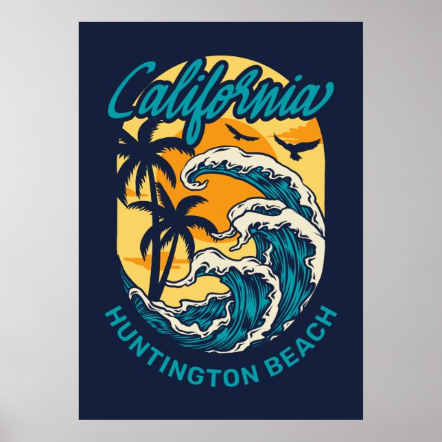 Custom Name / Text California Surfing Poster (Front)
