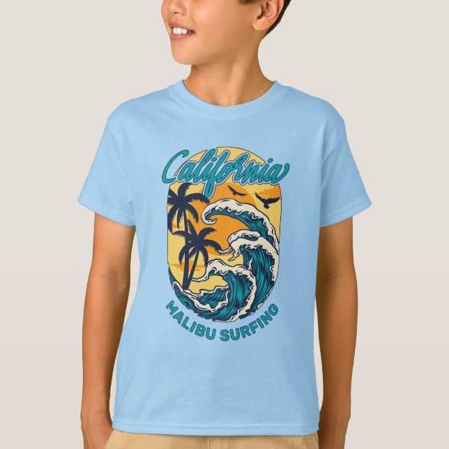 Custom Name / Text California Surfing T-Shirt (Front)