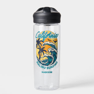 Custom Name / Text California Surfing Water Bottle