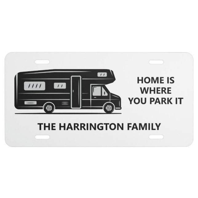 Custom name & text Camper Van License Plate (Front)