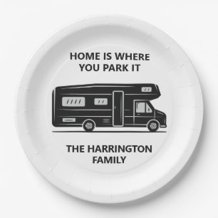 Custom Name & Text Camper Van Paper Plates
