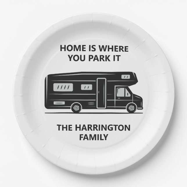 Custom Name & Text Camper Van Paper Plates (Front)