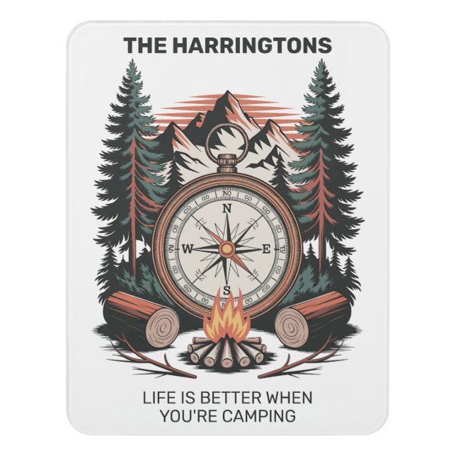 Custom Name & Text Camping Door Sign (Contemporary Vert)