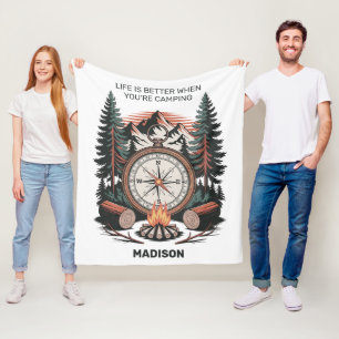Custom Name & Text Camping Fleece Blanket