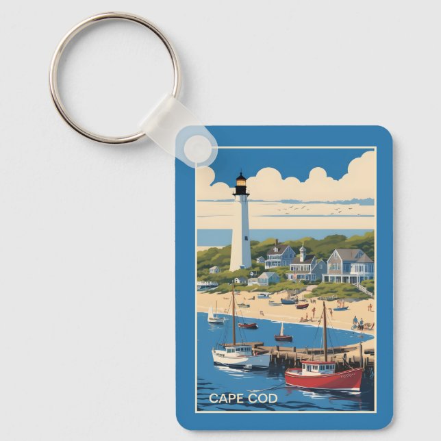 Custom Name / Text Cape Cod Massachusetts Keychain (Front)
