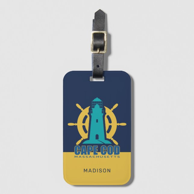 Custom Name / Text Cape Cod Massachusetts Luggage Tag (Front Vertical)