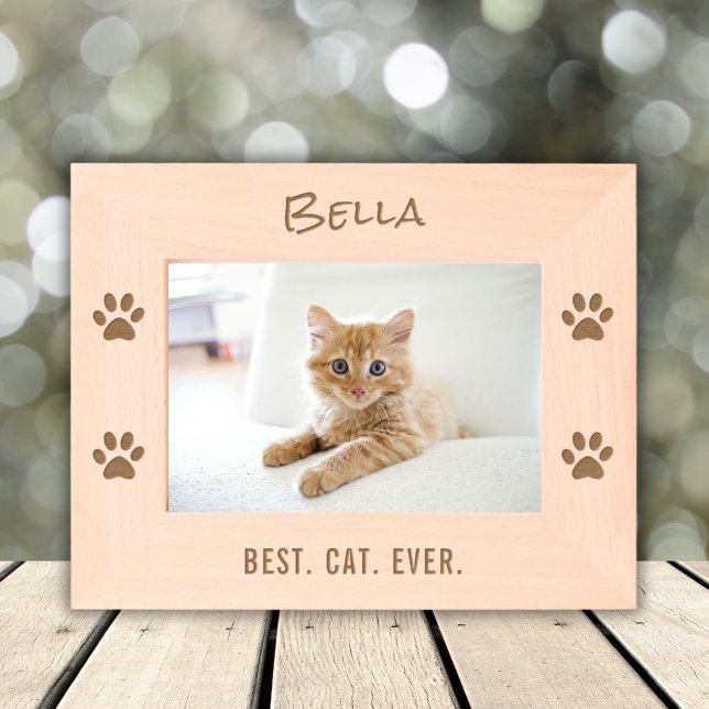 Custom Name Text Cat Mom Dad Pet Owner Paw Prints Engraved Frames (Creator Uploaded)