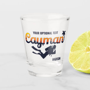 Custom Name & Text Cayman Islands Scuba Diver Shot Glass