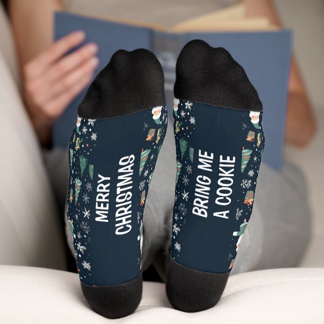 Custom Name & Text Christmas Santa Socks (Bottom)