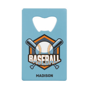 Custom Name, Text & Color Baseball Credit Card Bottle Opener