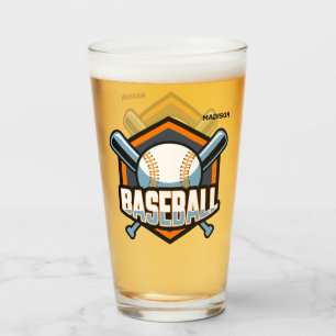 Custom Name, Text & Color Baseball Glass
