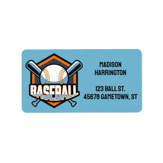 Custom Name, Text & Color Baseball Label (Front)