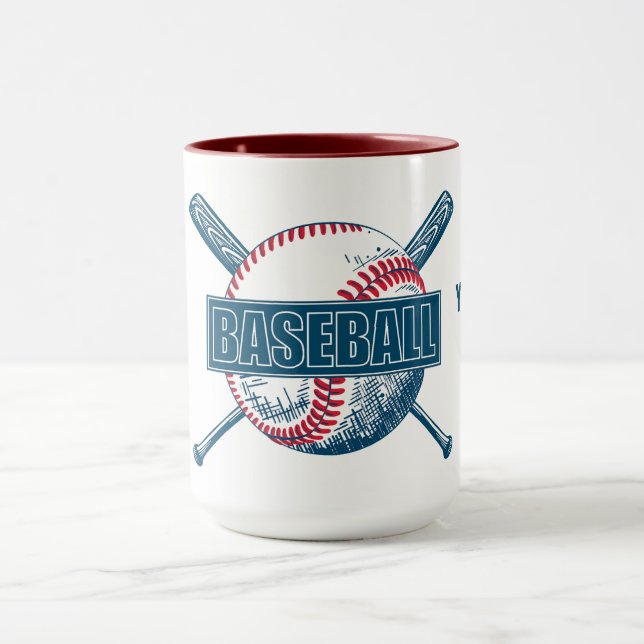 Custom Name, Text & Color Baseball Mug (Center)