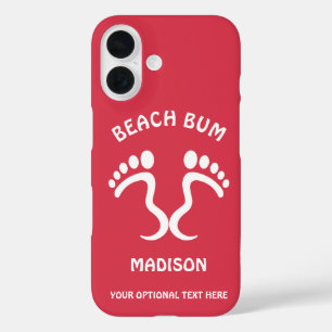 Custom Name, Text & Color Beach Bum iPhone 16 Case