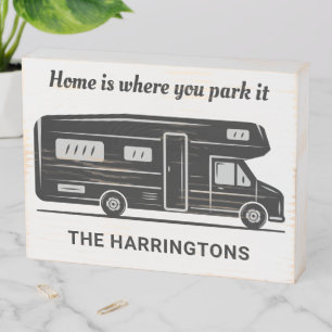Custom name, text & color Camper Van Wooden Box Sign