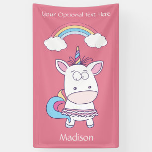 Custom name, text & color Cute Unicorn banner