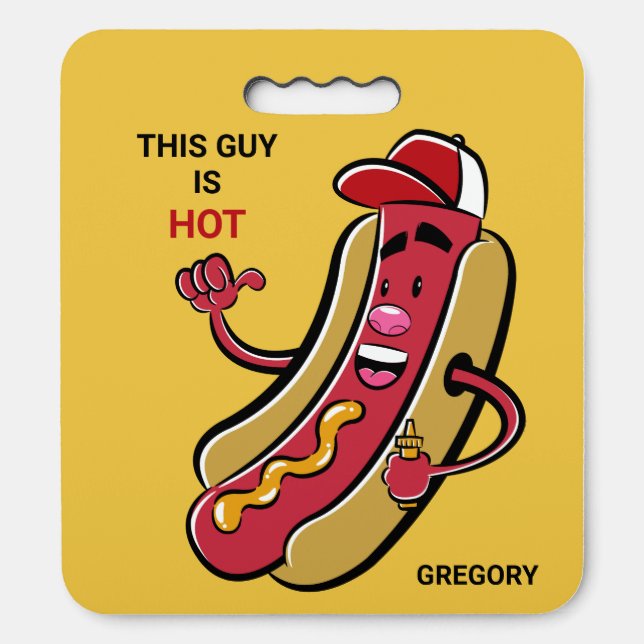 Custom Name, Text & Color Hot Dog Seat Cushion (Front Vertical)