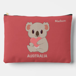 Custom Name, Text  & Color Love Koala Accessory Pouch
