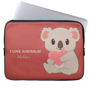 Custom Name, Text & Color Love Koala Laptop Sleeve