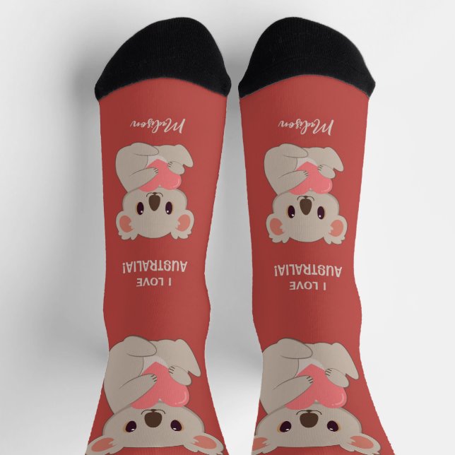 Custom Name, Text & Color Love Koala Socks (Top)