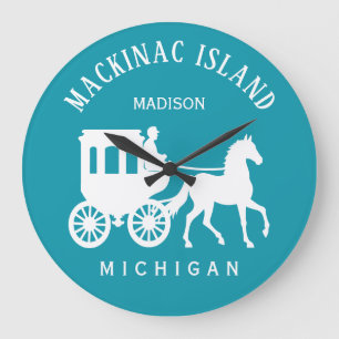 Custom Name, Text & Color Mackinac Island Large Clock