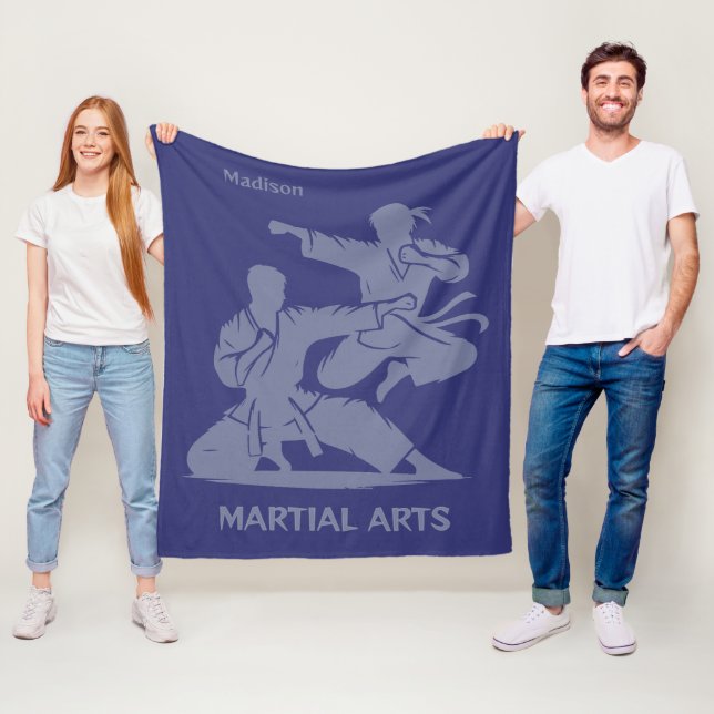 Custom Name, Text & Color Martial Arts Fleece Blanket (In Situ)