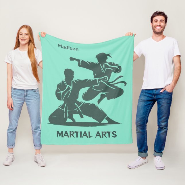 Custom Name, Text & Color Martial Arts Fleece Blanket (In Situ)