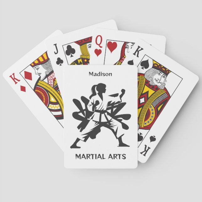 Custom Name, Text & Color Martial Arts Poker Cards (Back)