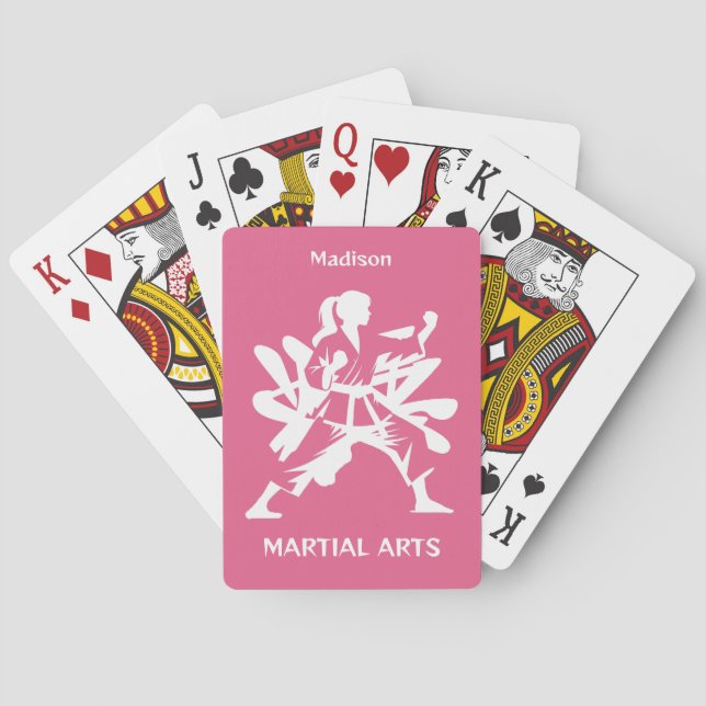 Custom Name, Text & Color Martial Arts Poker Cards (Back)