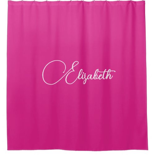 Custom Name Text  Color Modern Elegant Pink Cute Shower Curtain