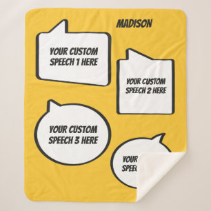 Custom Name, Text & Color Speech Bubbles Sherpa Blanket