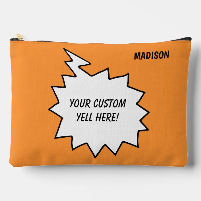 Custom Name, Text & Color Yell Bubble Accessory Pouch (Front)