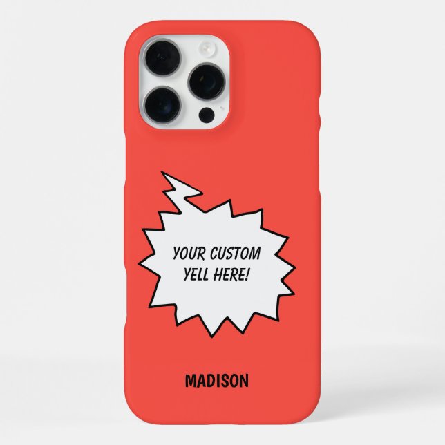 Custom Name, Text & Color Yell Bubble Iphone Case (Back)