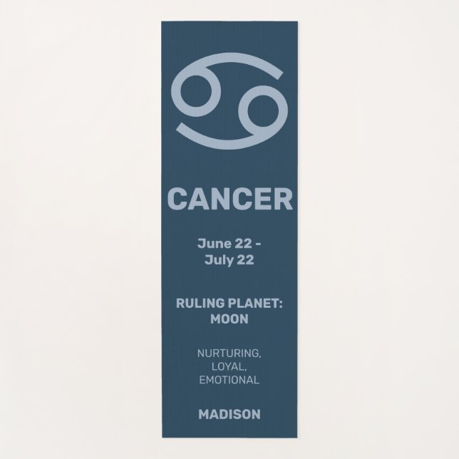Custom Name / Text & Color Zodiac Sign Cancer Yoga Mat (Front)