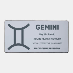 Custom Name / Text & Color Zodiac Sign Gemini Desk Mat