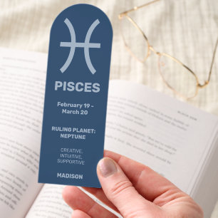 Custom Name / Text & Color Zodiac Sign Pisces Bookmarks