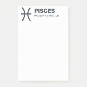 Custom Name / Text & Color Zodiac Sign Pisces Post-it Notes